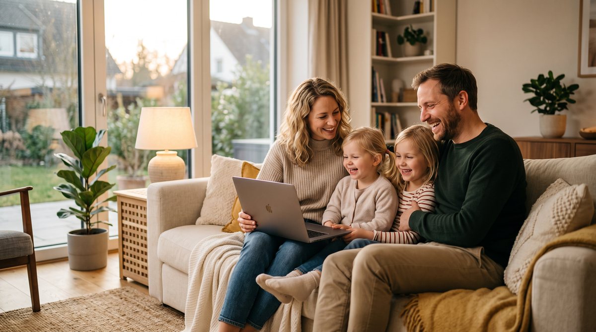 Familie im Beratungsgespräch zu Hause