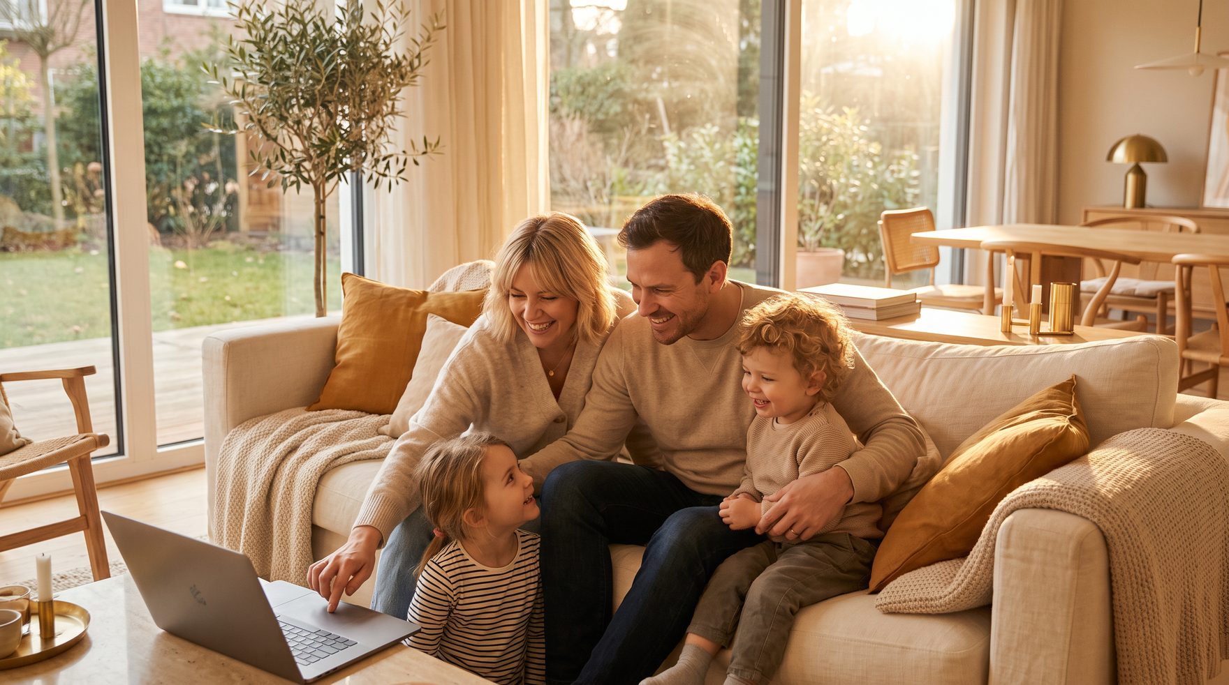 Familie zu Hause auf dem Sofa